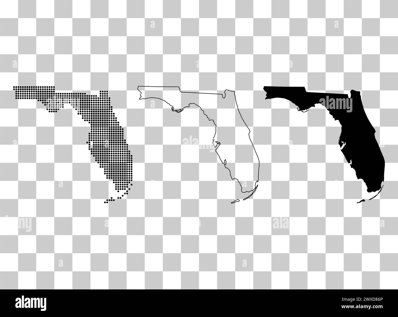 Set of Florida map, united states of america. Flat concept icon vector
