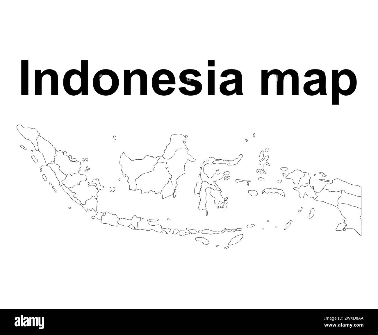 Indonesia detailed map shape, Flat web graphic concept icon symbol vector illustration . Stock Vector