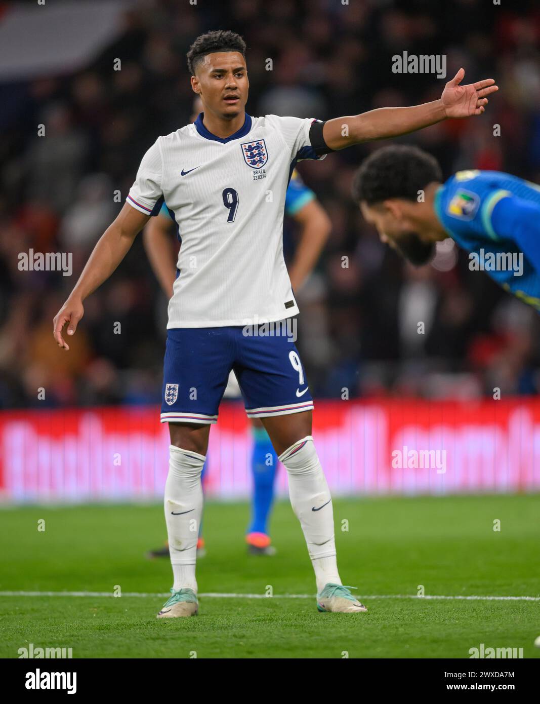 23 Mar 2024 - England v Brazil - International Friendly - Wembley Stadium. England's Ollie Watkins in action against Brazil.  Picture : Mark Pain / Alamy Live News Stock Photo