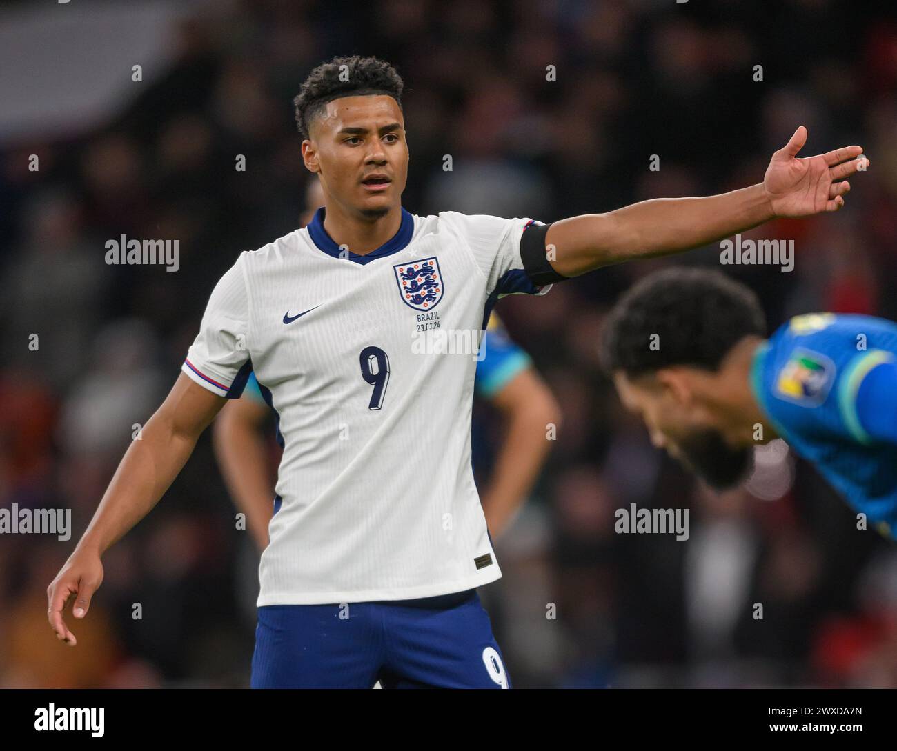 23 Mar 2024 - England v Brazil - International Friendly - Wembley Stadium. England's Ollie Watkins in action against Brazil.  Picture : Mark Pain / Alamy Live News Stock Photo