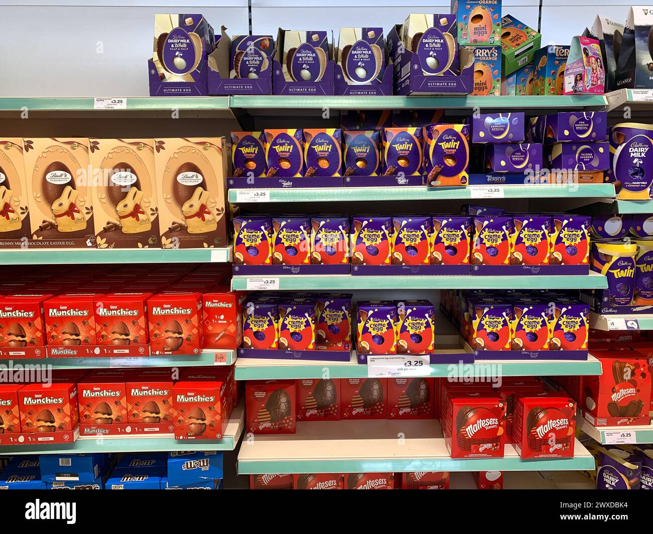 Taplow, UK. 30th March, 2024. Easter Eggs for sale in a Sainbury's Supermarket in Taplow, Buckinghamshire. The price of cocoa is reported to have  doubled due to temperatures and weather conditions that have damaged crops in Africa. Credit: Maureen McLean/Alamy Live News Stock Photo