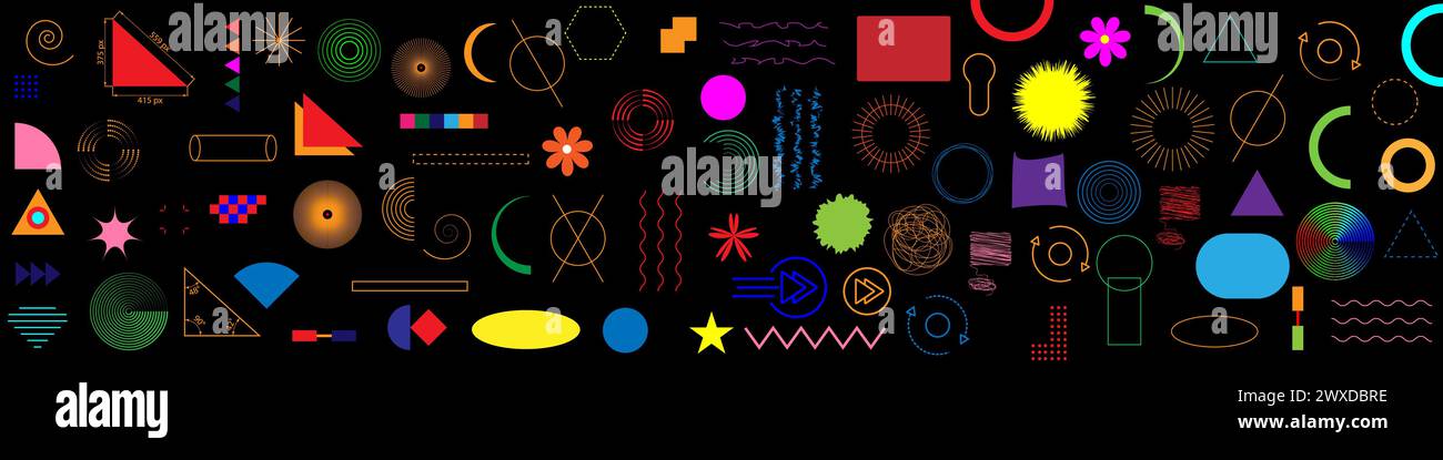 Abstract geometric shapes, memphis design, bauhaus elements for poster ...
