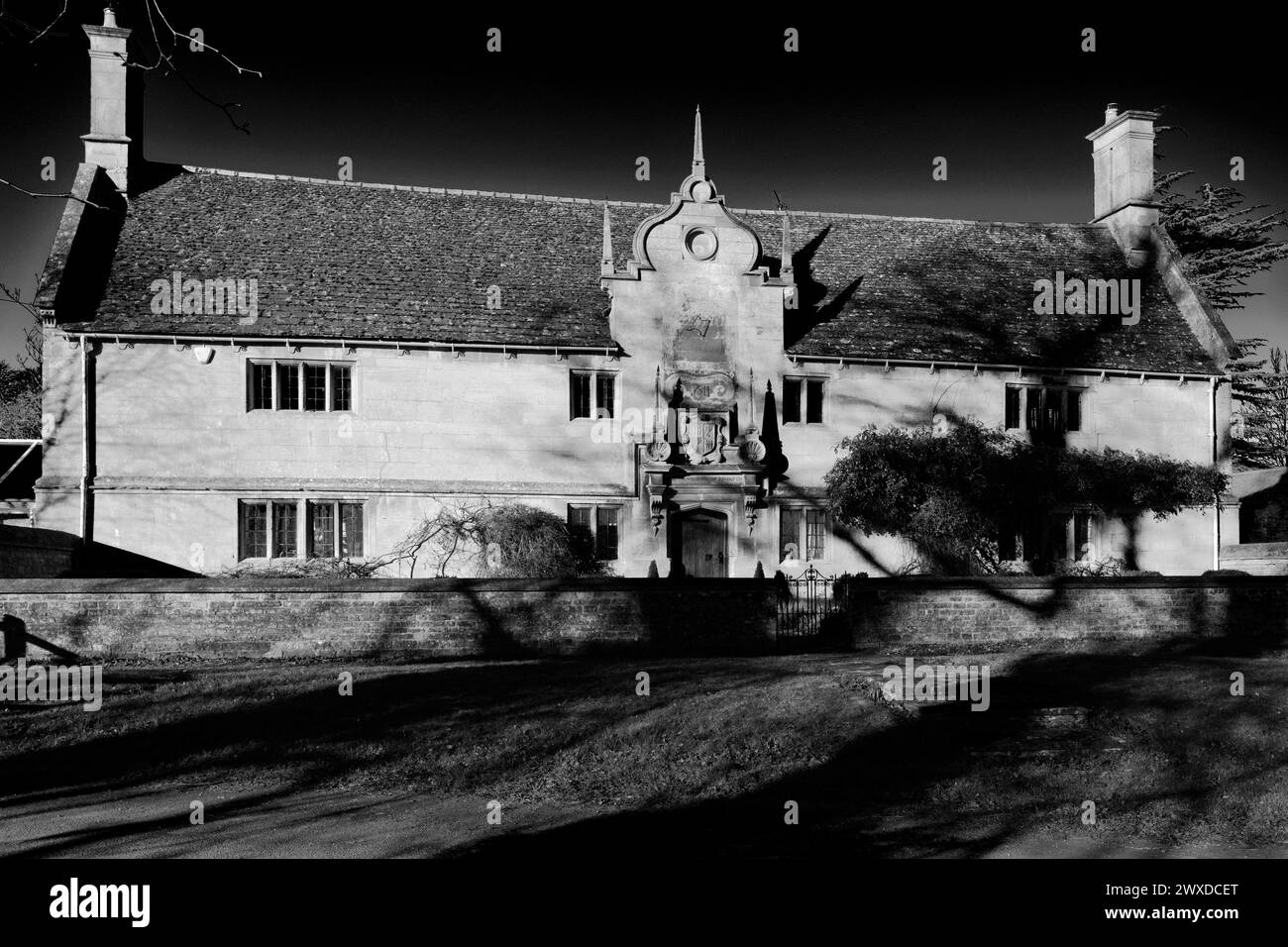 The Montagu Hospital and St Marys parish church, Weekley village, Northamptonshire, England, UK Stock Photo