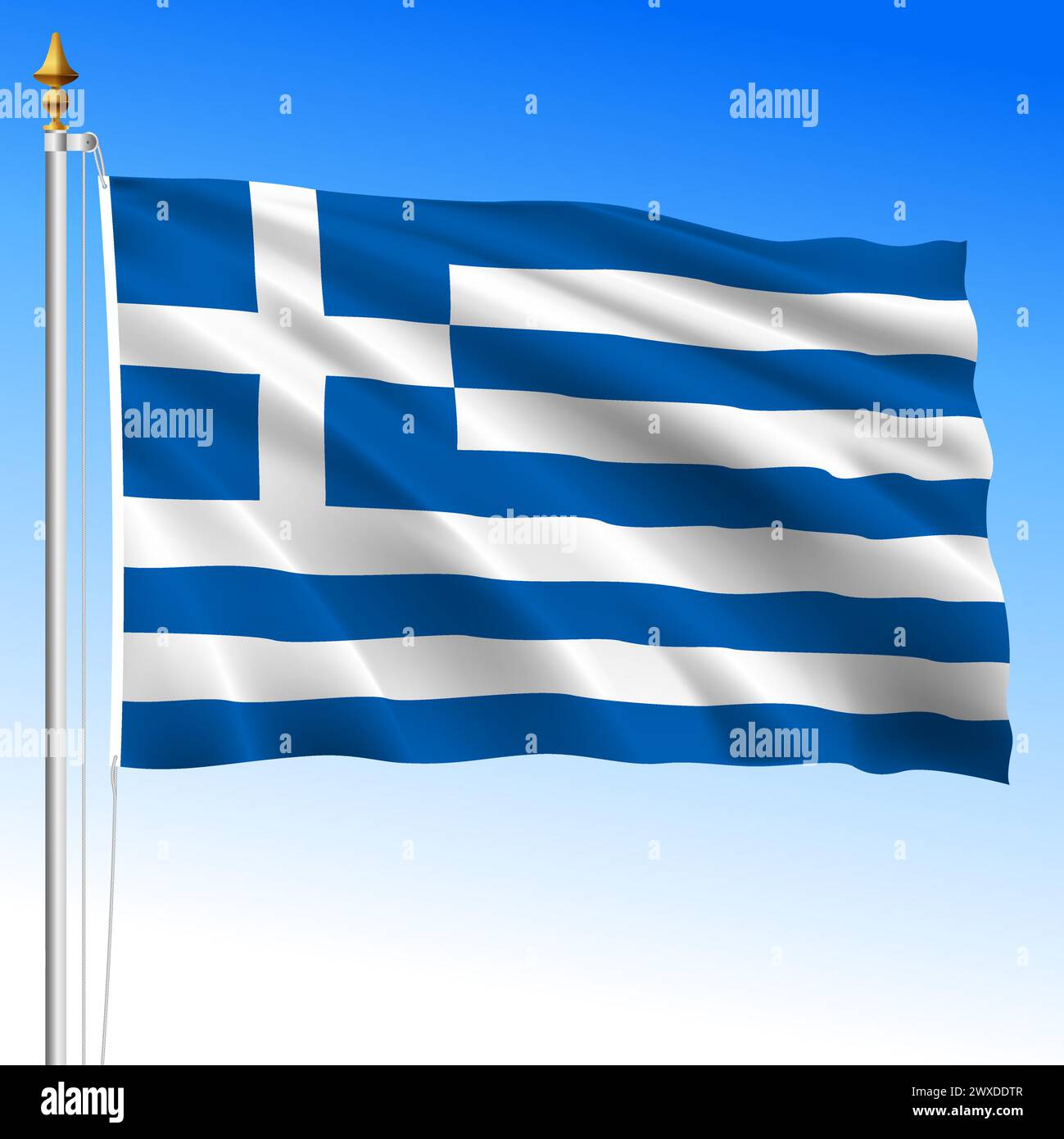Greece official national waving flag, European Union, vector illustration Stock Vector