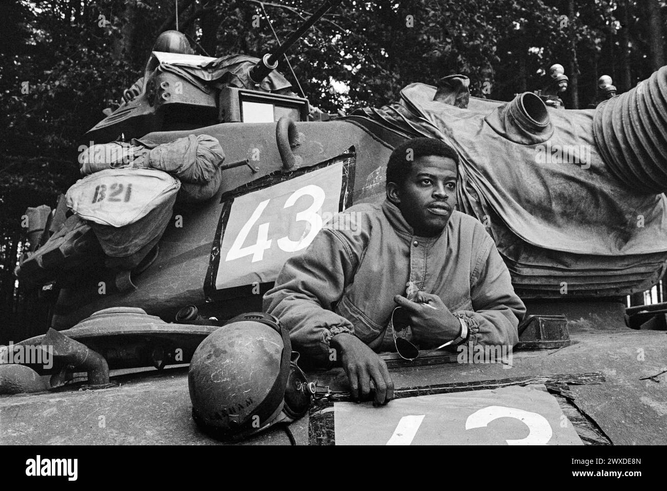 - NATO exercises in Germany, driver of a US Army M 60 tank (October 1983)   - esercitazioni NATO in Germania, conduttore di un carro armato M 60 dell'US Army (ottobre 1983) Stock Photo