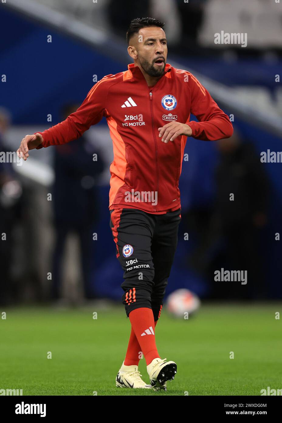 Marseille, France. 26th Mar, 2024. Mauricio Isla of Chile during the warm up prior to the International Friendly match at Orange Vélodrome, Marseille. Picture credit should read: Jonathan Moscrop/Sportimage Credit: Sportimage Ltd/Alamy Live News Stock Photo