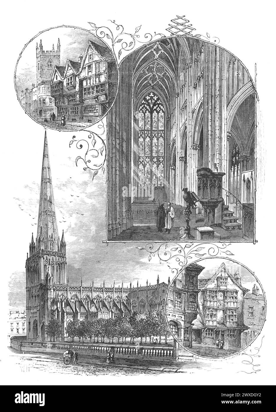 Views in Bristol in the 19th century; Black and White Illustration from the 'Our Own Country' published by Cassell, Petter, Galpin & Co. Late 19th century. Stock Photo