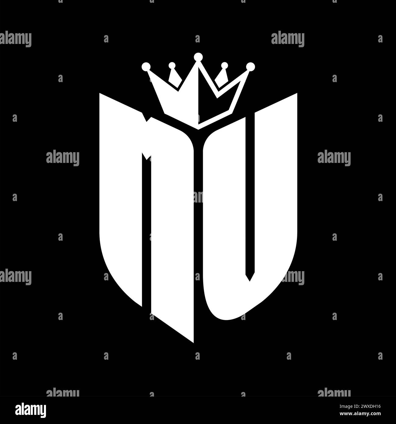 MV Letter monogram with shield shape with crown black and white color ...