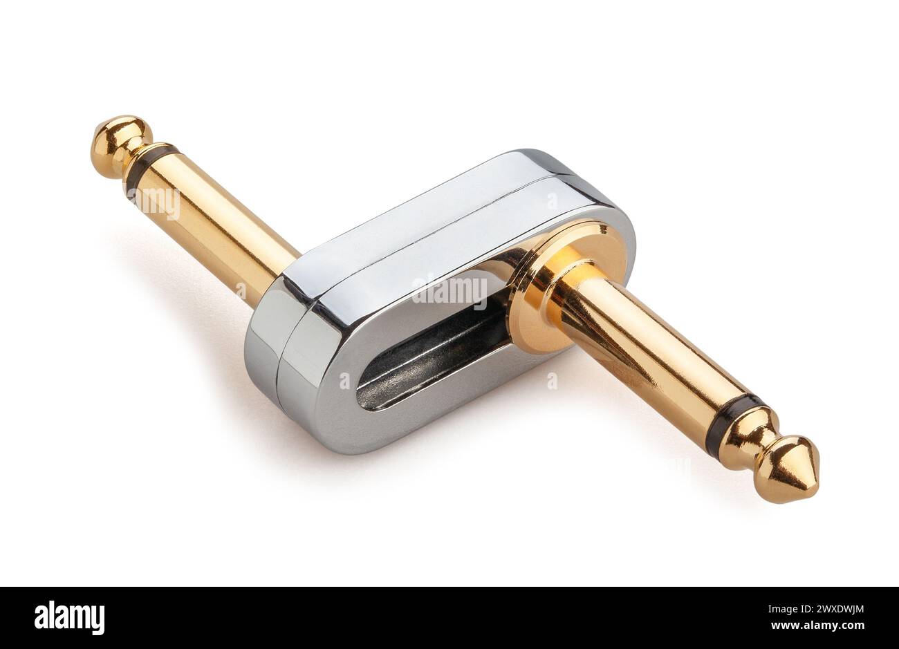 guitar pedal slider plug path isolated on white Stock Photo