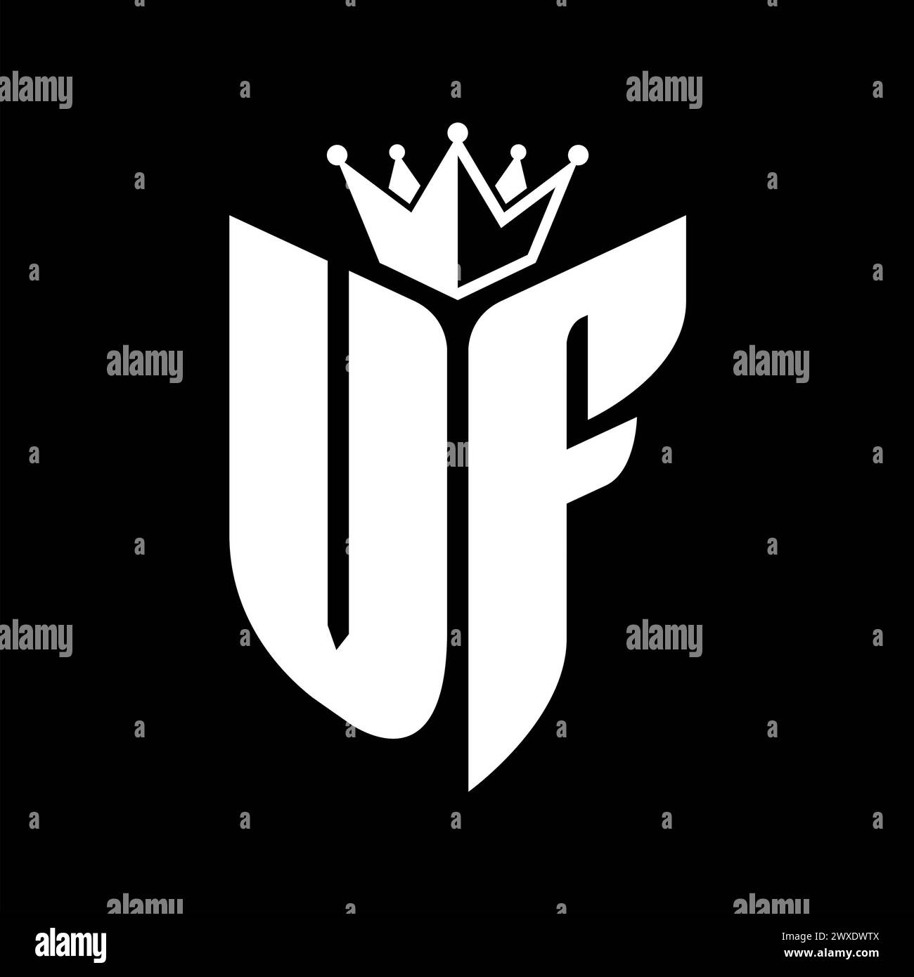 VF Letter monogram with shield shape with crown black and white color ...