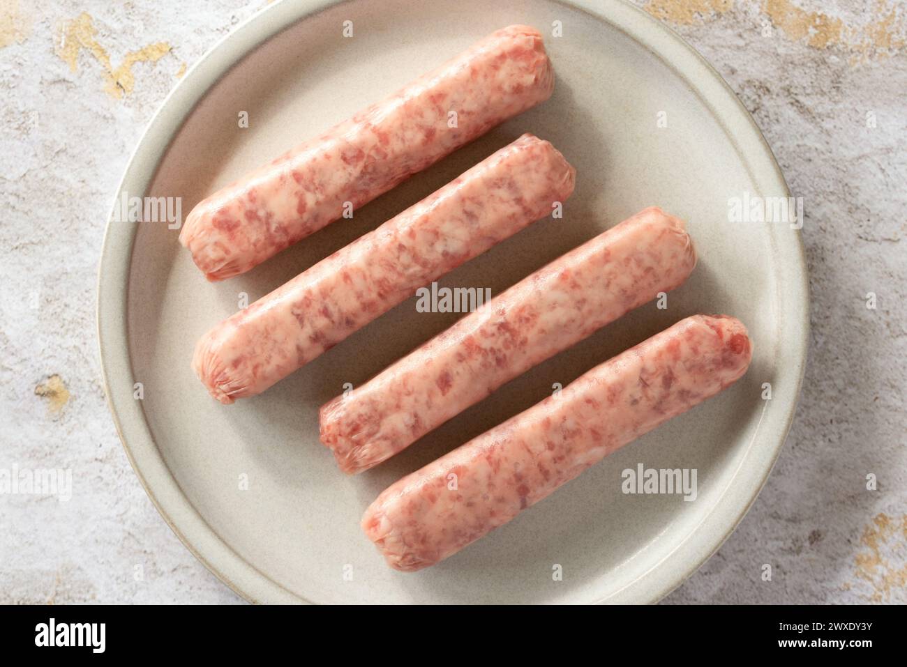 Uncooked Pork Breakfast Sausages Stock Photo