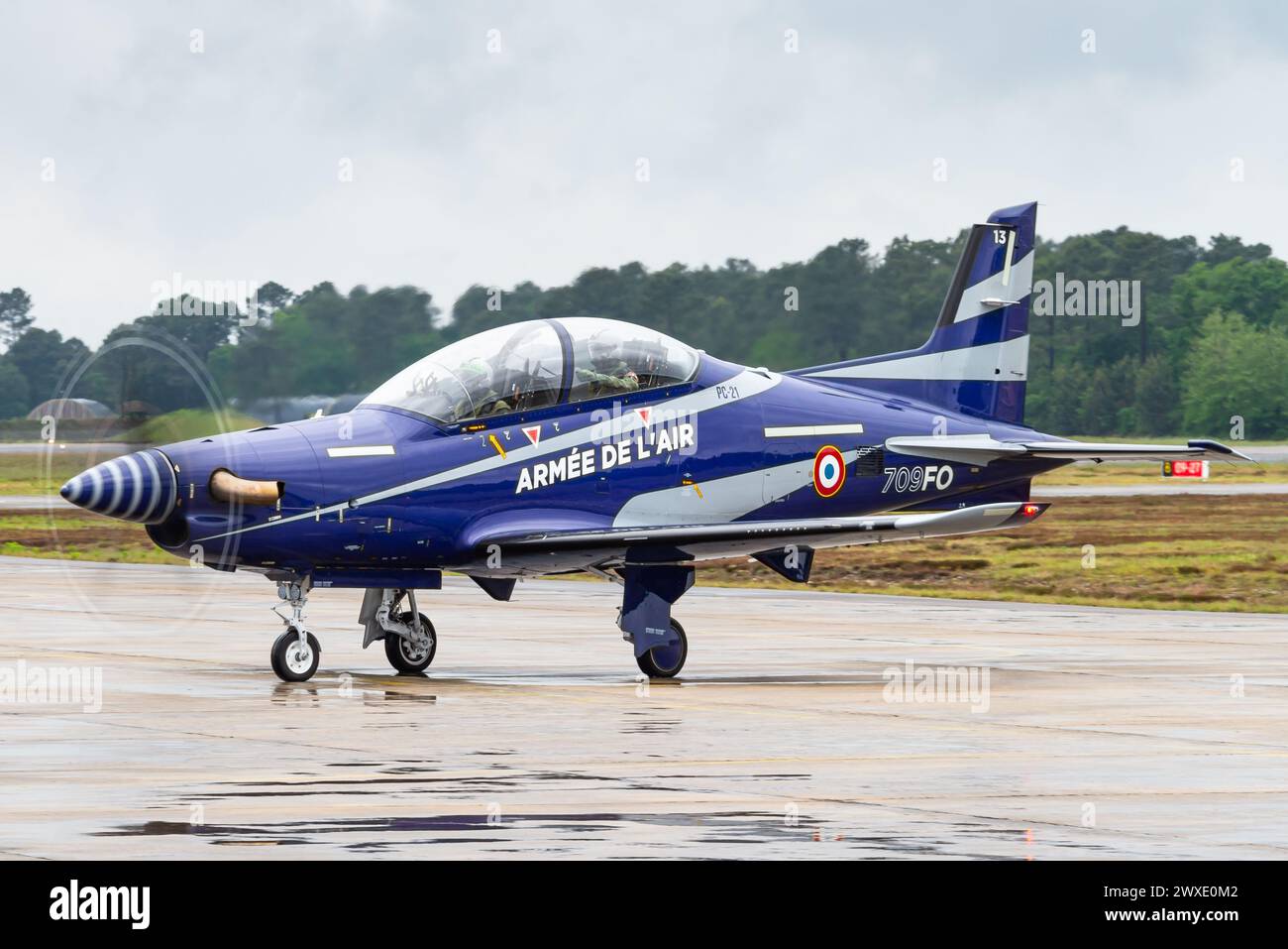 A Pilatus PC-21 advanced trainer aircraft of the French Air and Space Force. Stock Photo