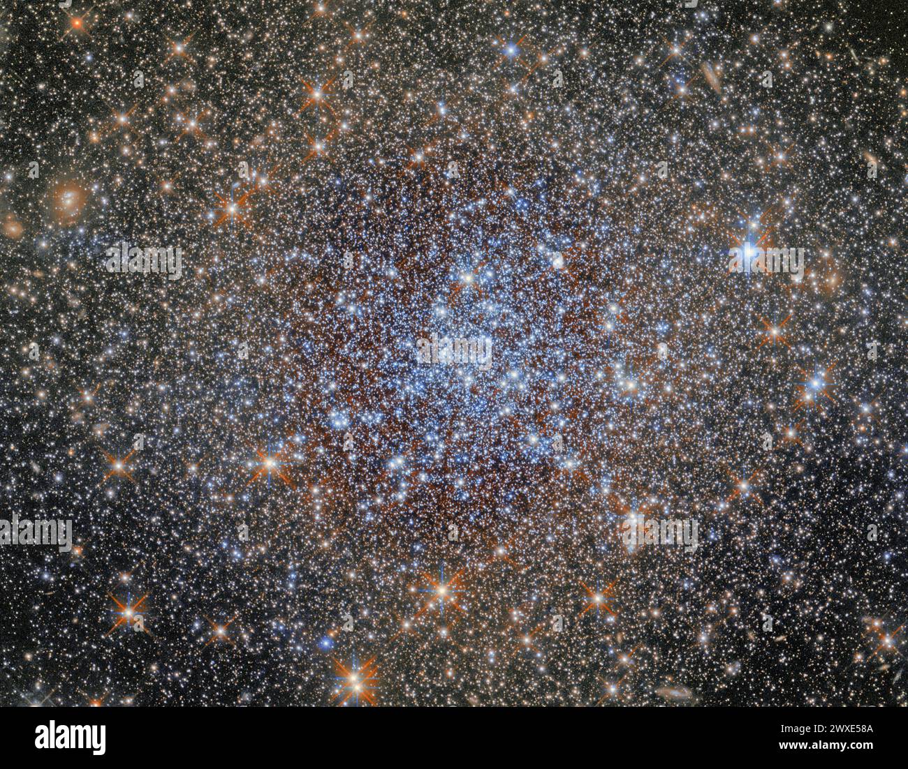 This dense cluster of stars is the globular cluster NGC 1841, part of ...