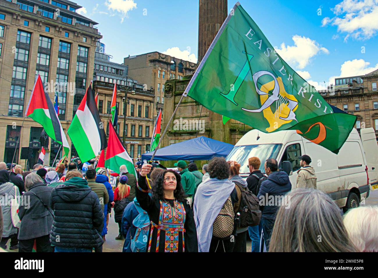 Glasgow, Scotland, UK. 30th March, 2024. Palestinian rally and march for  anniversary of 1976  in george square in the city centre. Credit Gerard Ferry/Alamy Live News Stock Photo