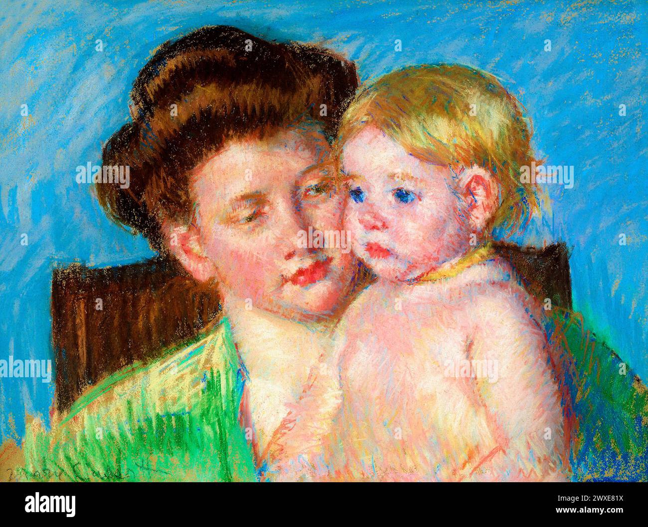 Mother and Child  drawing in high resolution by Mary Cassatt. Original from The MET Museum. Stock Photo