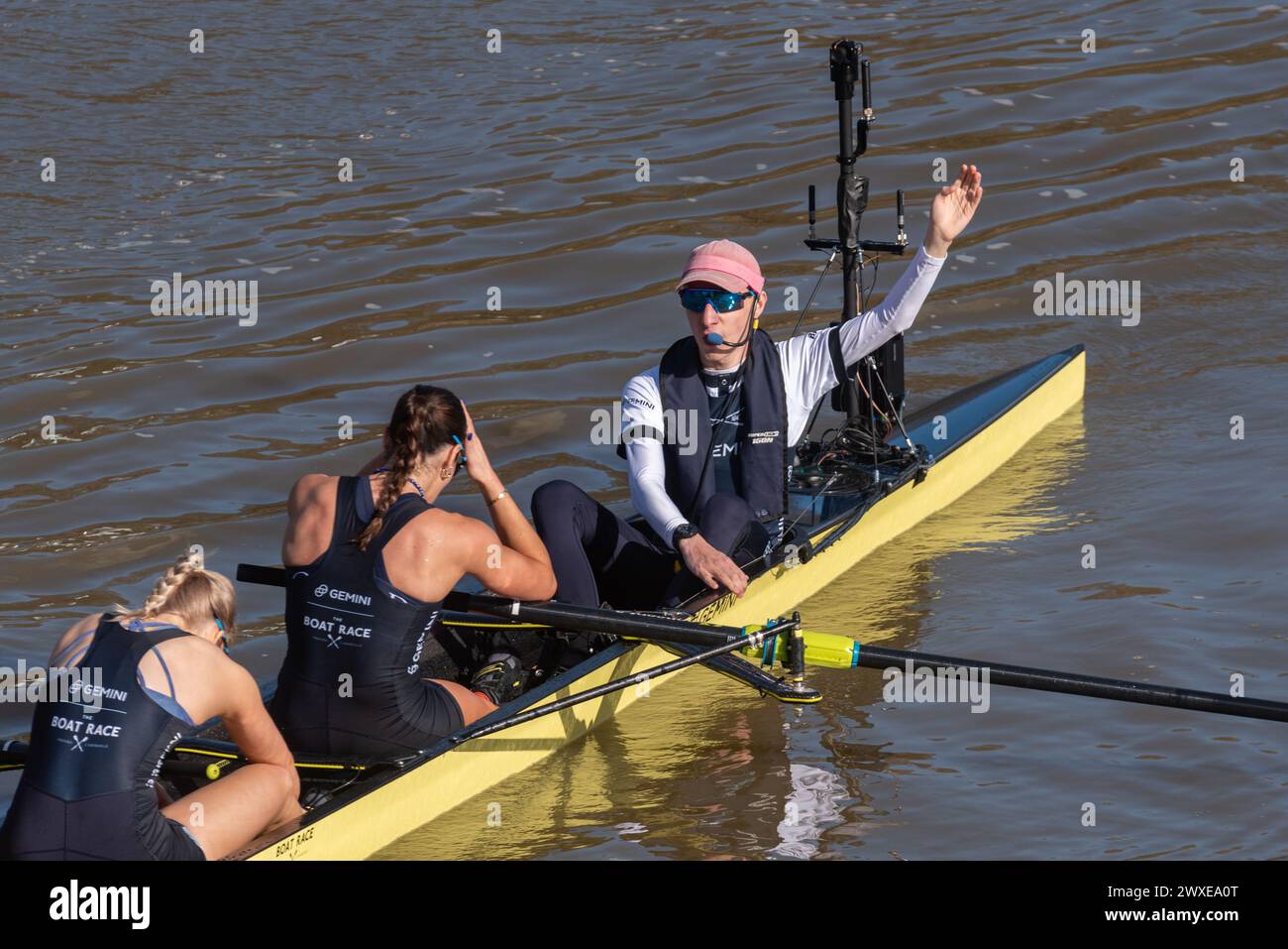 Chiswick Bridge, Chiswick, London, UK. 30th Mar, 2024. The finish line ...