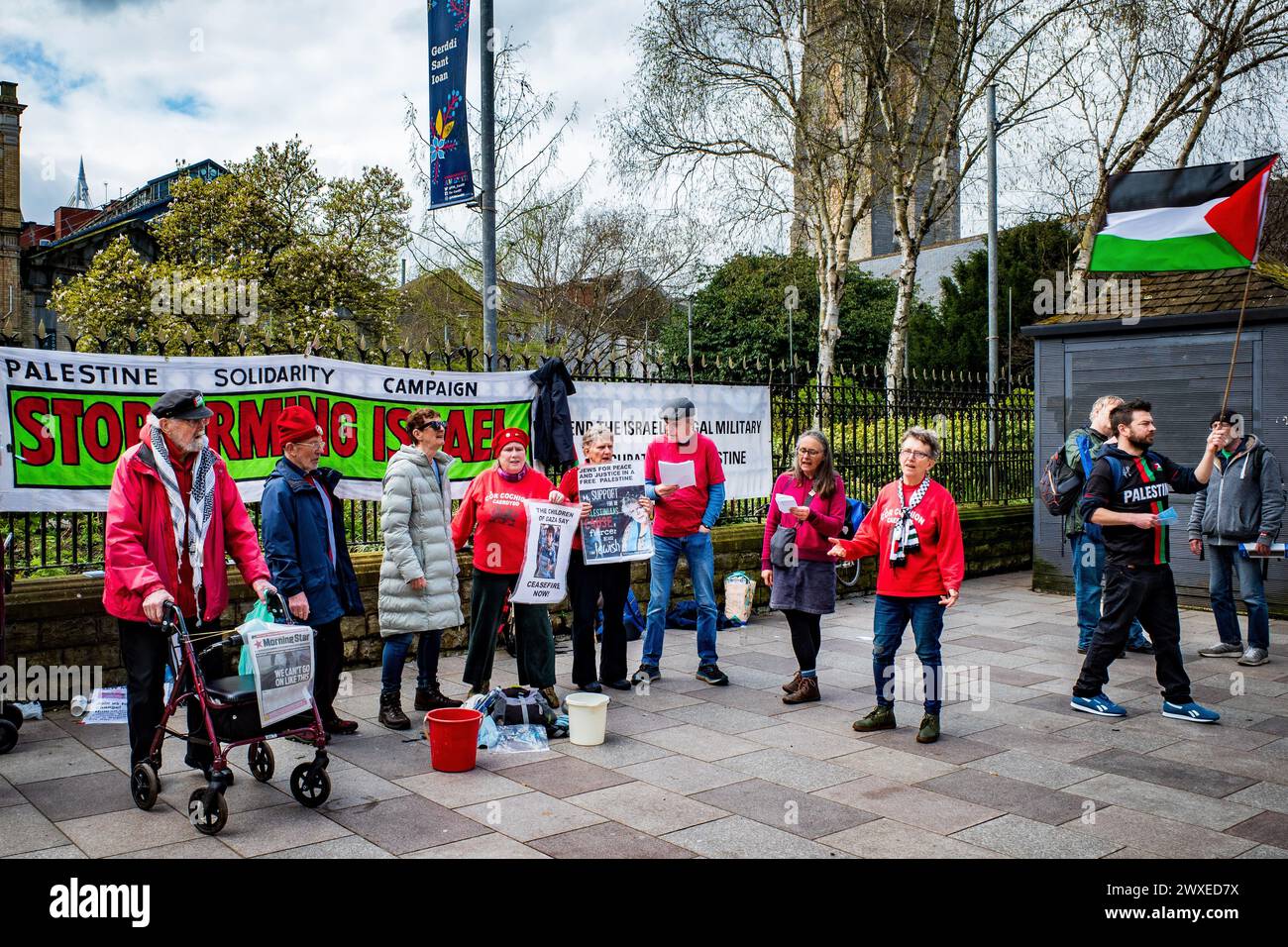 Participants in a peace street demonstration - Palestine Solidarity