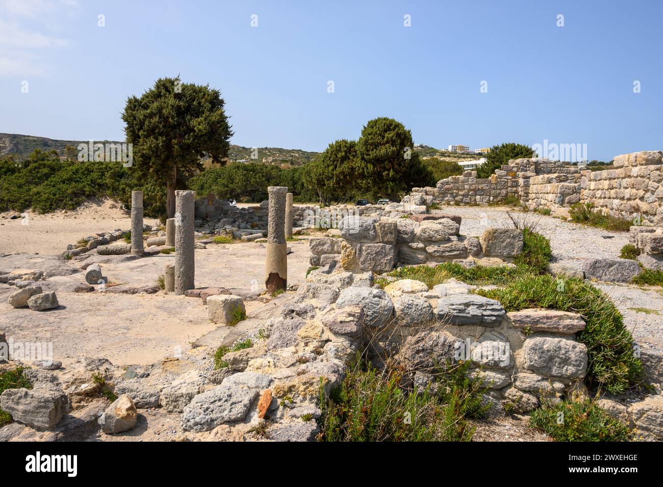 Ruins of Agios Stefanos Basilica near Kefalos on the Greek island of Kos Stock Photo