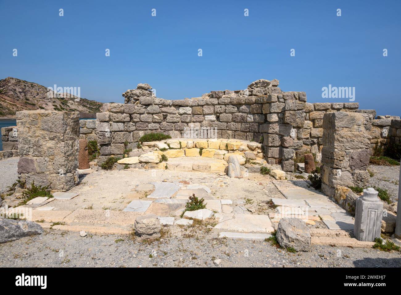 Ruins of Agios Stefanos Basilica near Kefalos on the Greek island of Kos Stock Photo