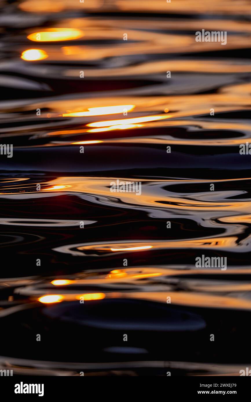 Gilded Ripples Dance Upon Molten Waters Stock Photo