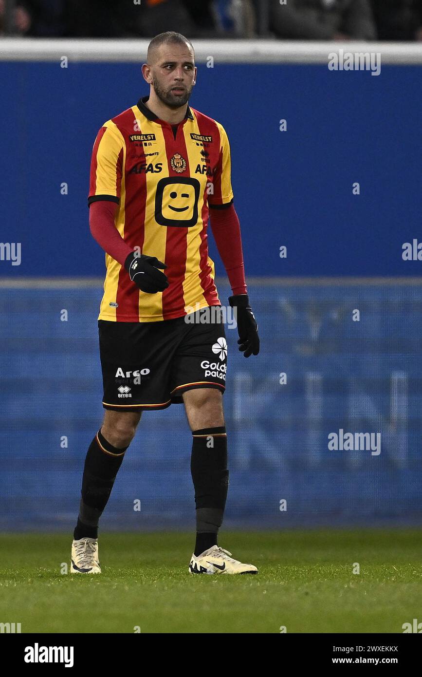 Mechelen's Islam Slimani pictured during a soccer match between OudHeverlee Leuven and KV