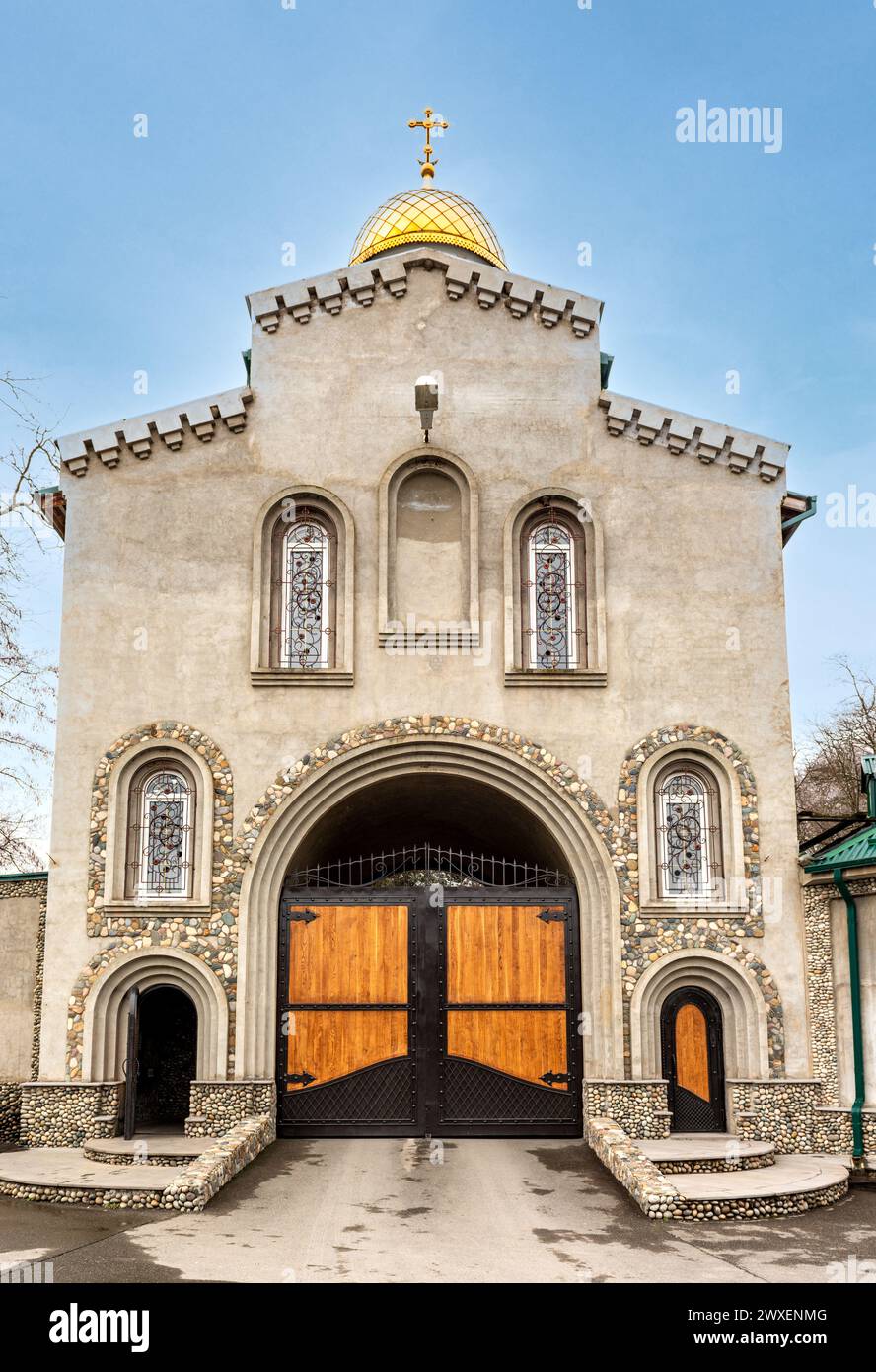 Entrance to the Alan Epiphany Convent in North Ossetia Stock Photo