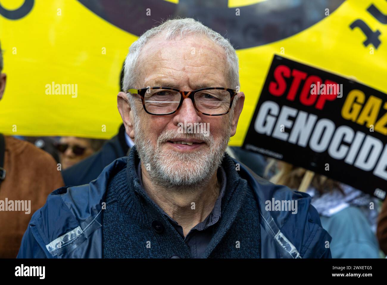 London, UK. 30th Mar, 2024. Jeremy Corbyn joins pro-Palestine protestors marching to Trafalger Square, as they return to London Credit: SOPA Images Limited/Alamy Live News Stock Photo