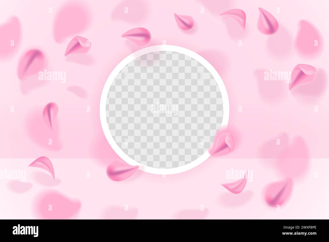 Subtle pink background with flying sakura petals. Romantic concept ...