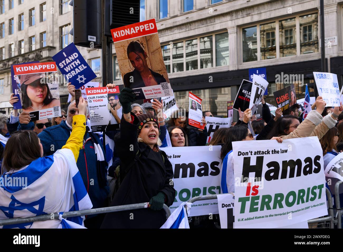 Pro-Israel counter-protest against a pro-Palestine march. The Pro