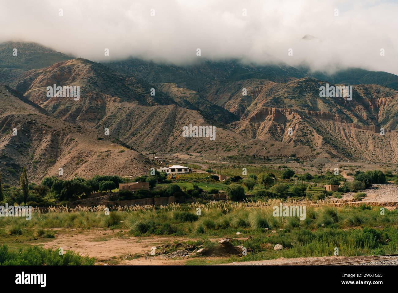 Panoramic sided view of the little town of Maimara, Jujuy Argentina . High quality photo Stock Photo