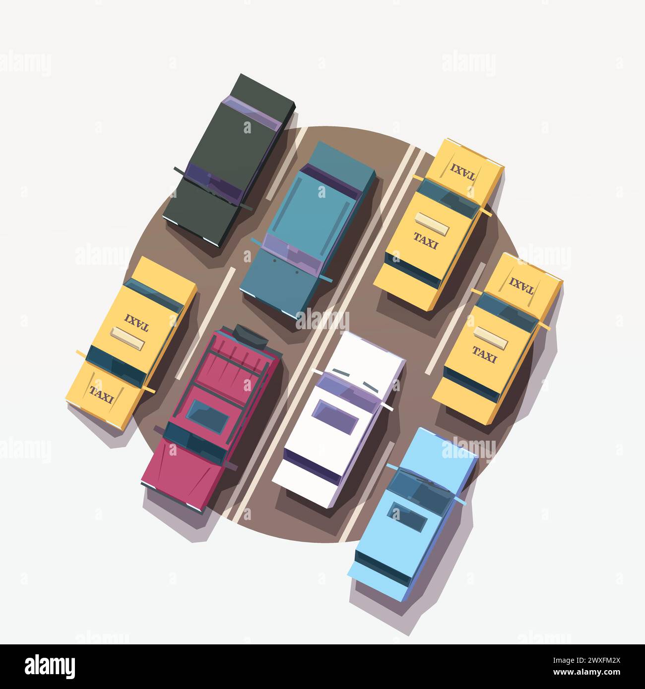 a various vehicles top view traffic jam Stock Vector