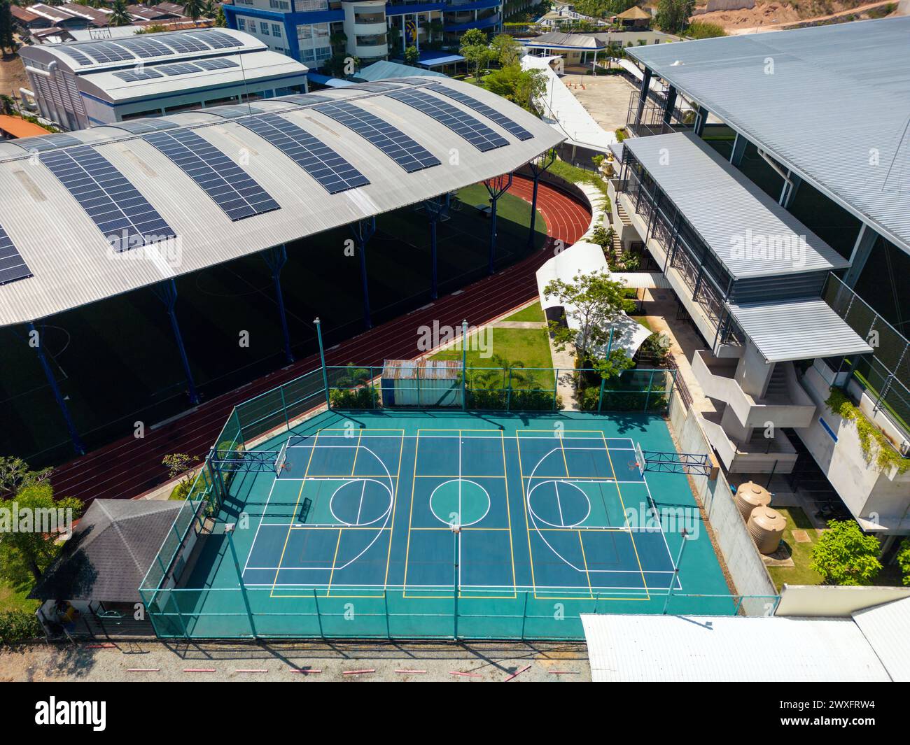 Phuket, Thailand February 17, 2024 A drone aerial view of an outdoor