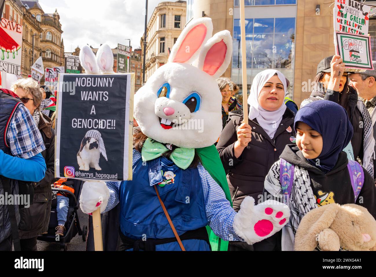 Leeds, UK. 30 MAR, 2024. Pro Palestine protestor from online page ...