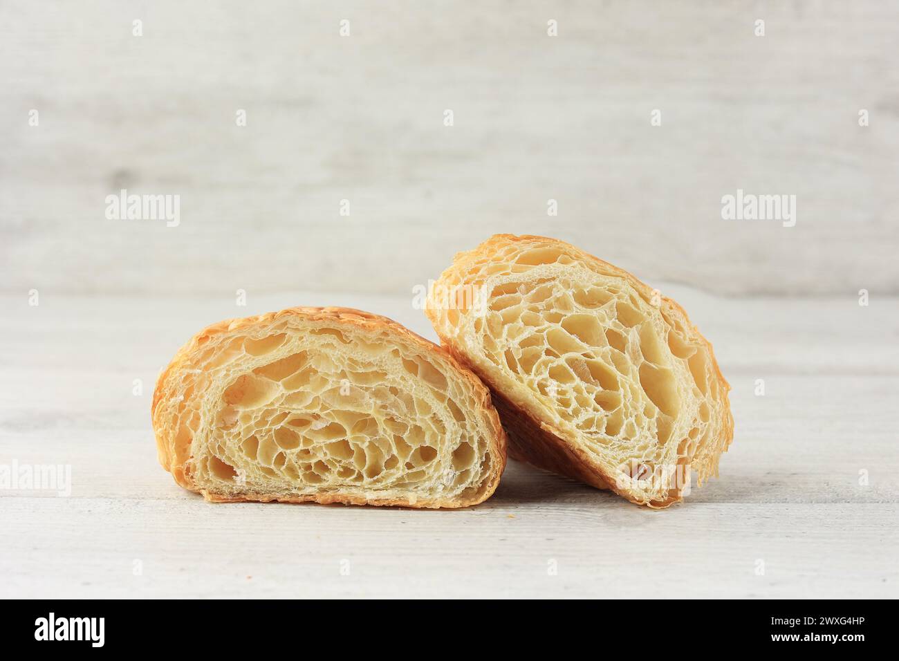 Half Texture Croissant Pastry, Copy Space for Text Stock Photo - Alamy