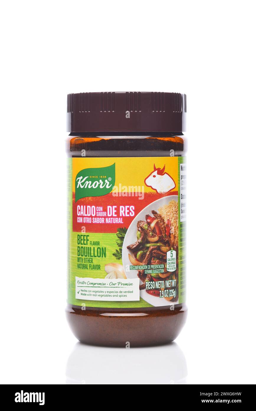 IRVINE, CALIFORNIA - 30 MAR 2024: A jar of Knorr Beef Flavored Bouillon Stock Photo