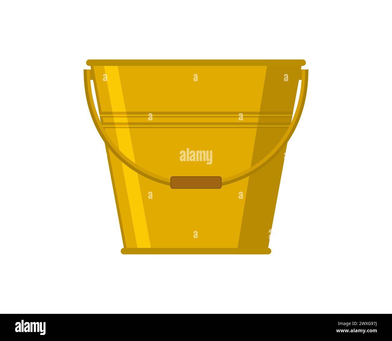 Empty golden bucket. Vector on white background. Stock Vector
