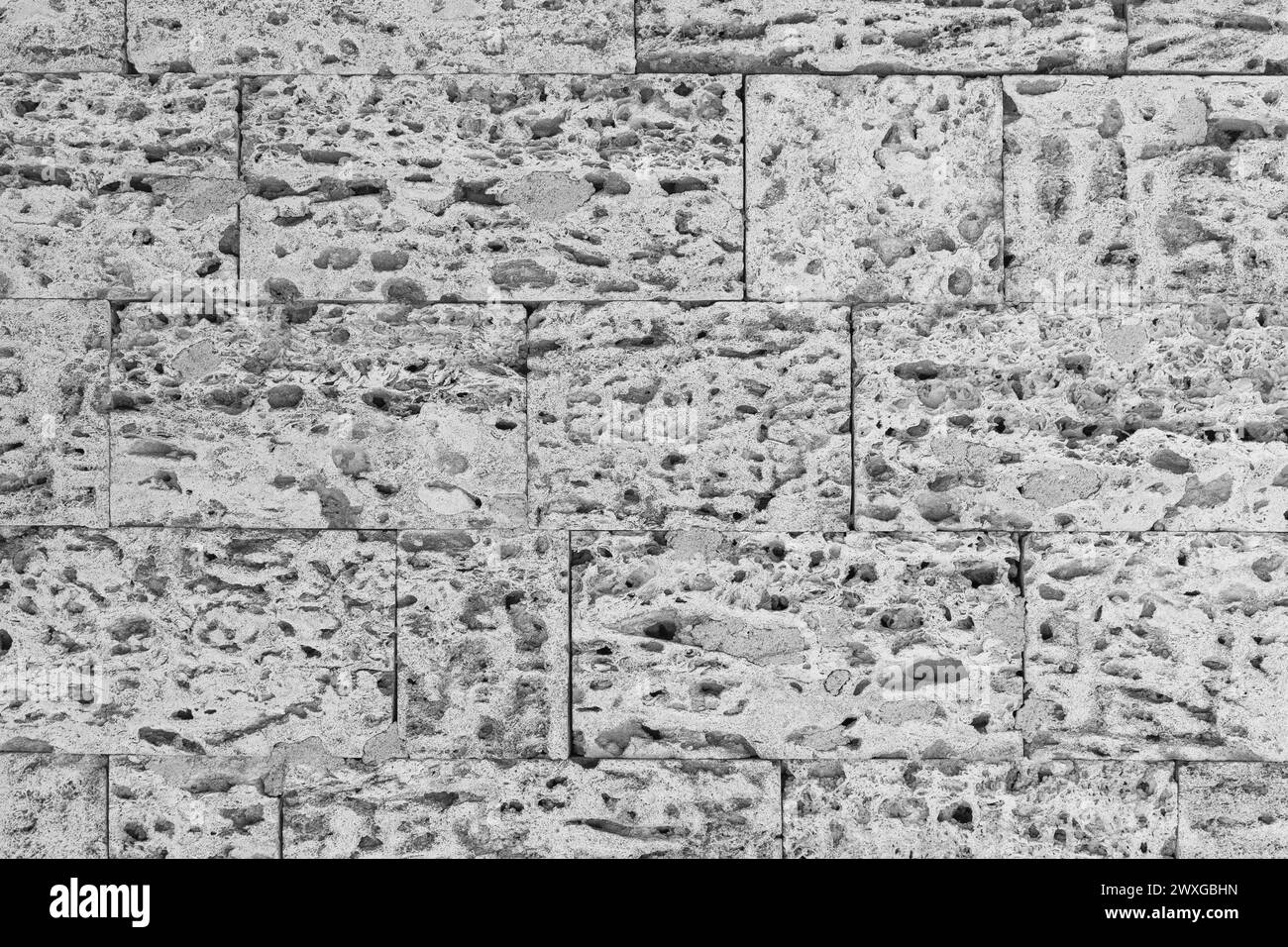 Brick Nature Blocks Wall Natural Sand Shell Texture Background Limestone Grunge Bright. Stock Photo