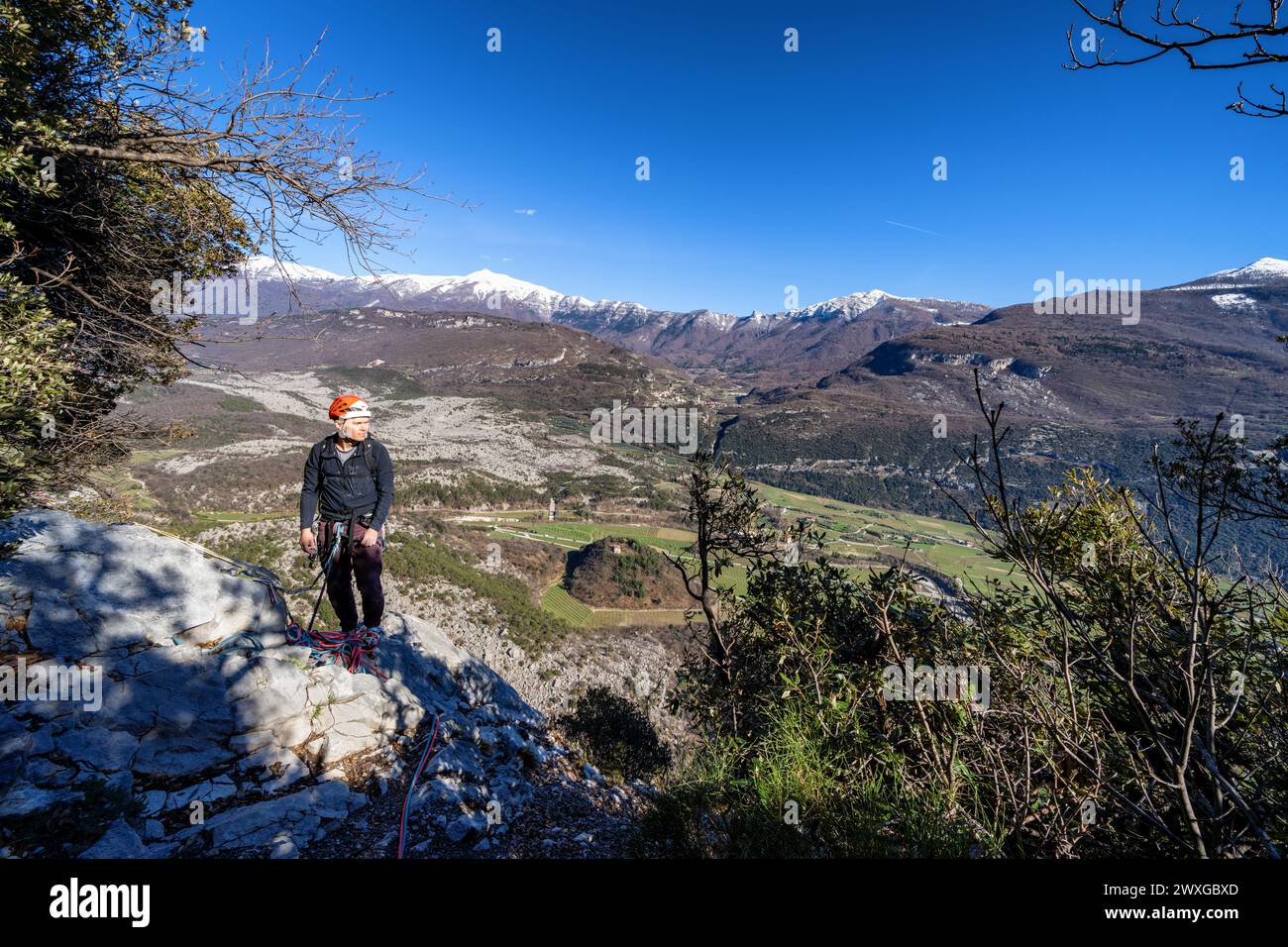 Rock climbing in Arco valley, Trentino, Italy Stock Photo