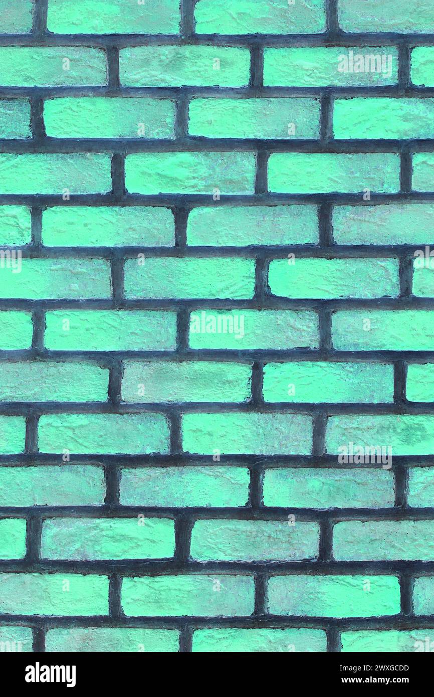Azure Green Aquamarine paint brick wall masonry texture background ...