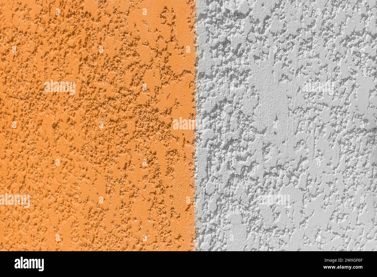 Wall two colors orange white light abstract design paint blank space