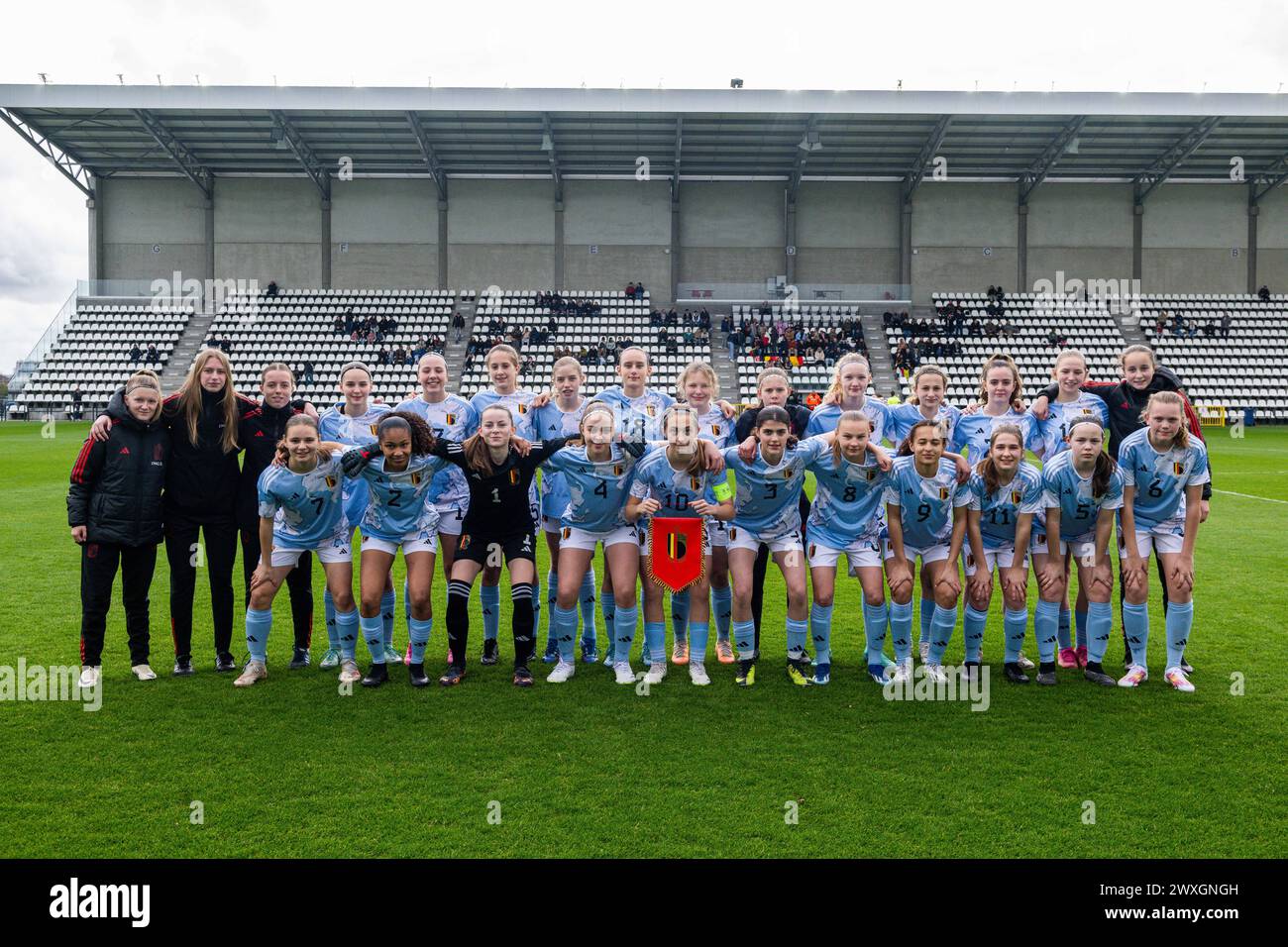 Team Belgium pictured before a friendly female soccer game between the