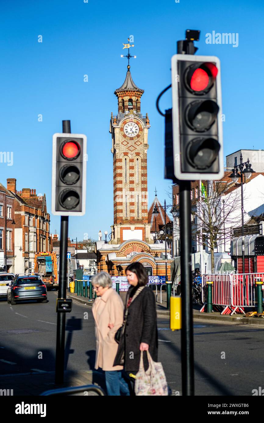 Epsom Surrey, UK, March 30 2024, Red Or Stop Traffic Lights With Two