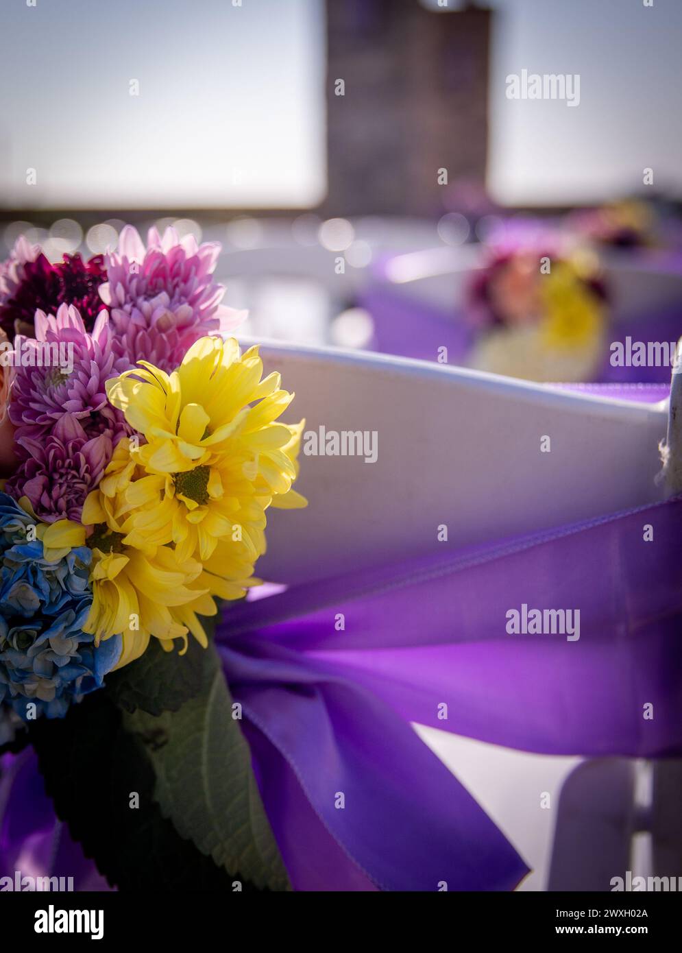 Wedding Aisle Floral Arrangement Decoration Stock Photo Alamy