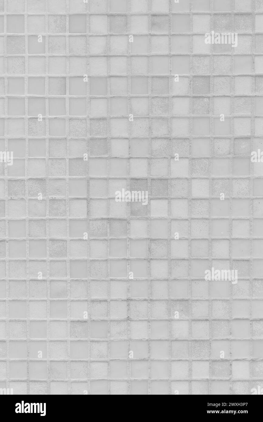 Ceramic Mosaic Tile Square Color Light White Wall Texture Background Bathroom Toilet Floor Backdrop. Stock Photo