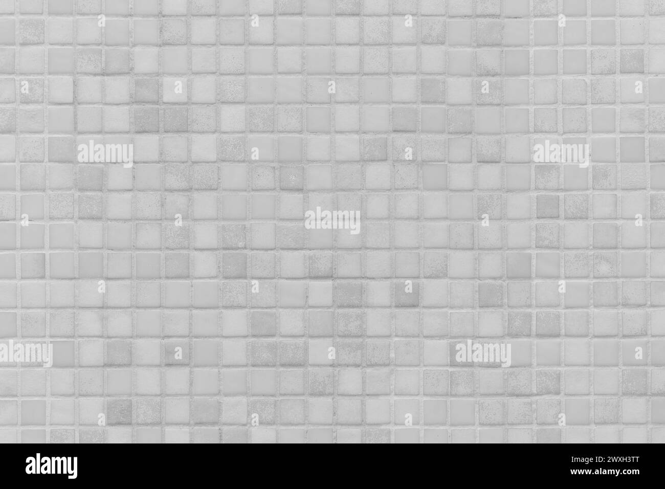 Ceramic Mosaic Tile Square Color Light White Wall Texture Background Bathroom Toilet Floor Backdrop Bath. Stock Photo