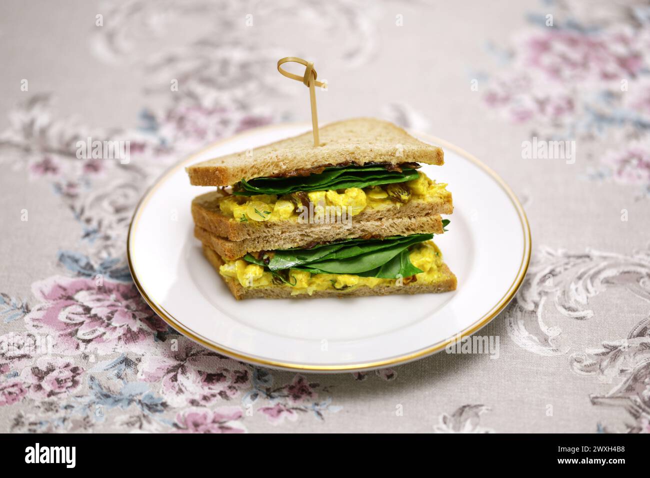 homemade coronation chicken sandwich, British cuisine Stock Photo