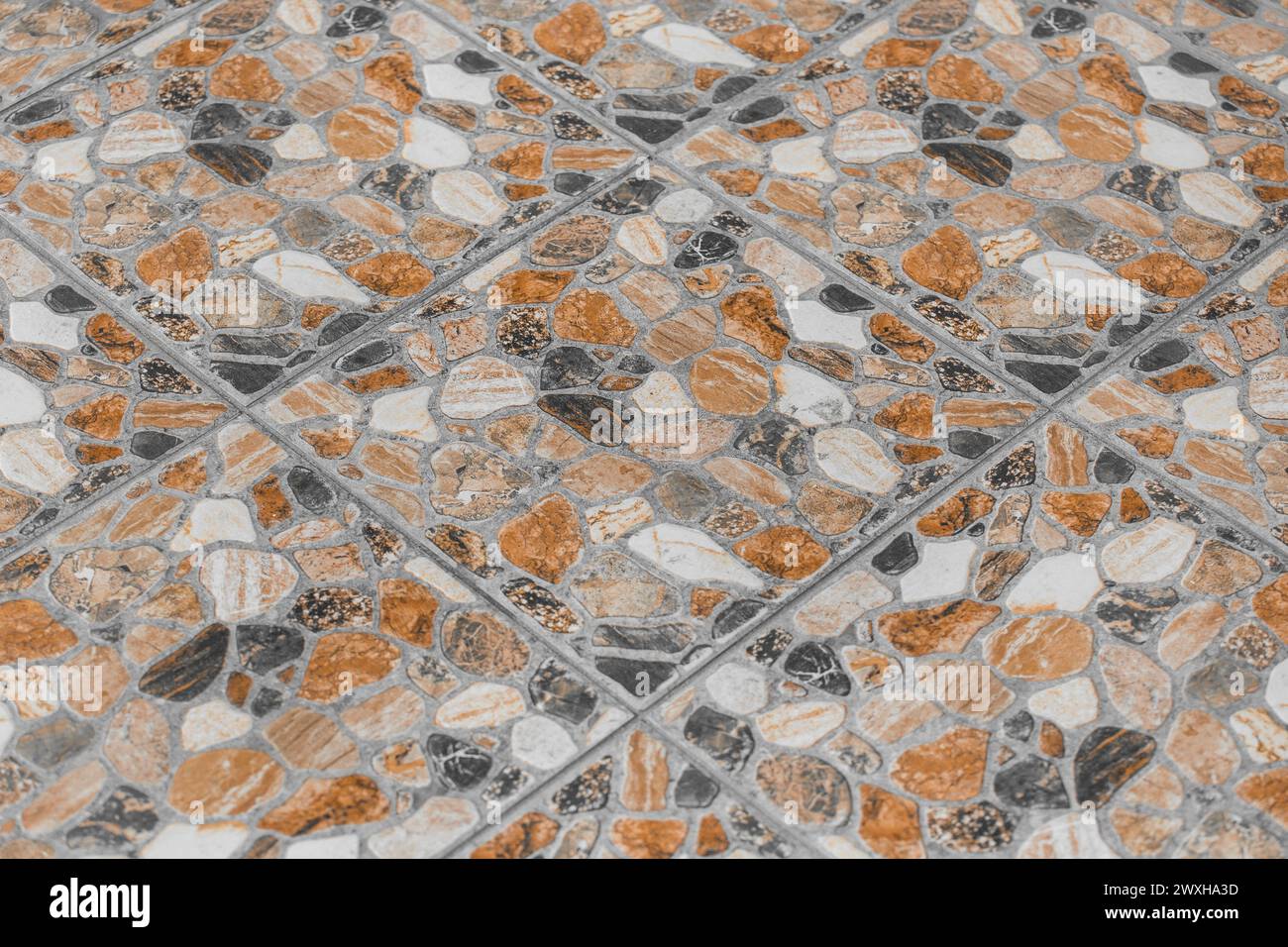 Brown color stone mosaic tile abstract pattern floor texture bathroom ...