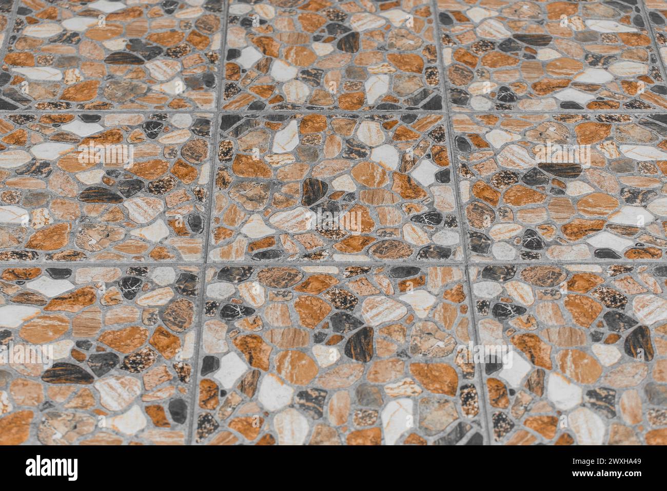 Brown color stone mosaic tile abstract pattern floor texture bathroom ...