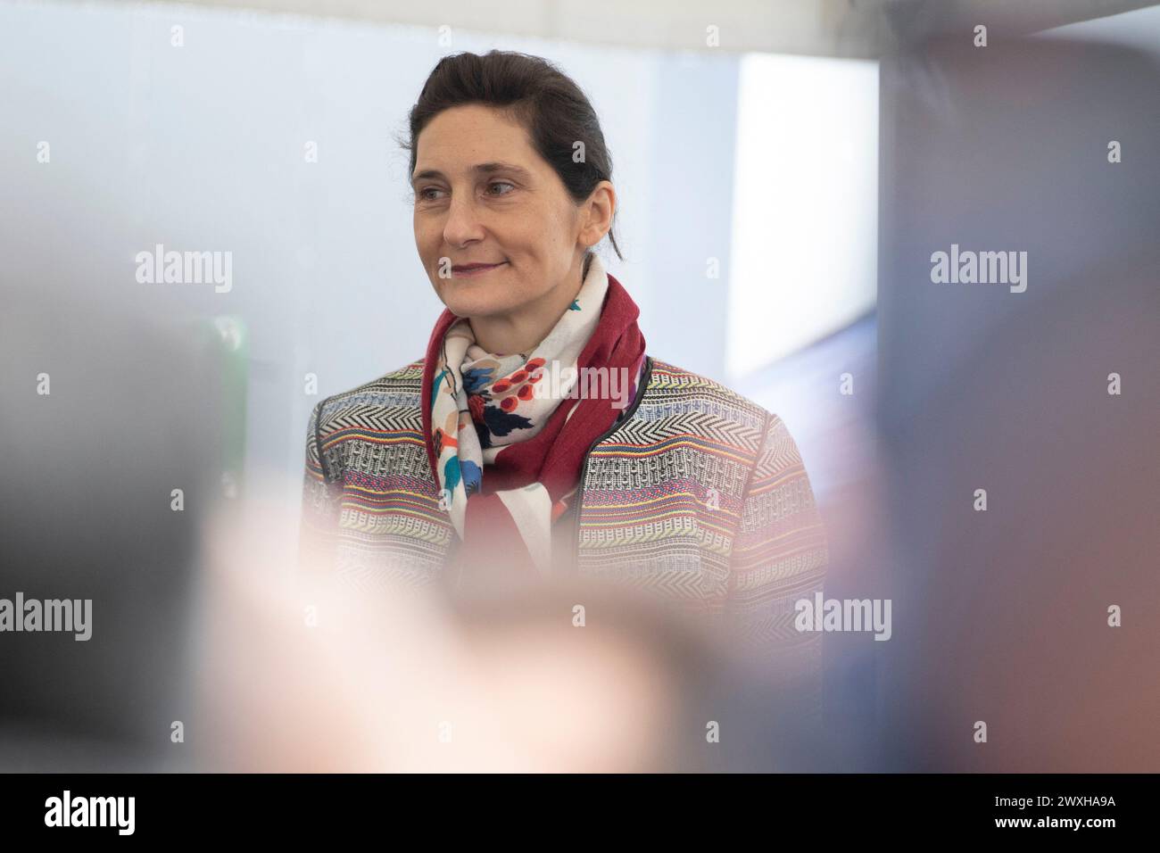 Saint Ouen, France. 30th Mar, 2024. Amelie Oudea Castera, Minister for Sport and the Olympic and Paralympic Gamesduring the inauguration of the new rue du docteur Socratès in the Athletes' Village of the Paris 2024 Olympic and Paralympic Games. Saint-Ouen, March 30, 2024.Photos by Jérémy Paoloni/ABACAPRESS.COM Credit: Abaca Press/Alamy Live News Stock Photo