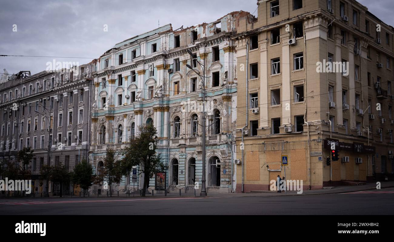 Destruction in Kharkiv, Ukraine Stock Photo